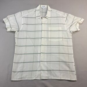 Vintage‎ Blueprint Fancy Yarns Striped Short Sleeve Button Down Shirt White L